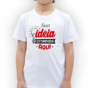 Camisa Branca Infantil Personalizado Poliester Arte tamanho A4  Sublimação  