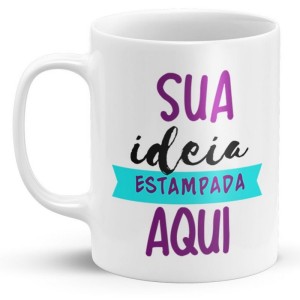 Caneca de Porcelana Branca Personalizada Porcelana Arte em 20,3x9,5cm  Sublimação  