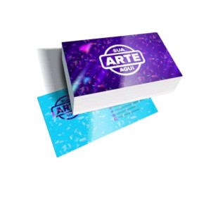 Cartão de Visita Holográfico Personalizado 4/4 Impressão Frente e Verso Couchê 250gr 5x9cm 4/4 - Frente e Verso Colorido Efeito Holográfico Corte Reto 