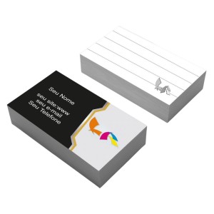 Cartão de Visita Personalizado 4/1 Impressão Frente Colorida e Verso Preto e Branco Couchê 250gr 5x9cm 4/1 - Frente Colorida e Verso Preto e Branco Verniz UV Total só frente Corte Reto 