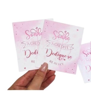 Cartão Duplo Personalizado 4/0 Impressão Só Frente Colorida Couchê 250gr 9x10cm 4/0 - Frente Colorida e Verso Branco Verniz UV Total só frente Corte Reto 