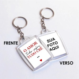 Chaveiro Acrílico 2 Fotos 3x4 Personalizado Acrílico Arte em 3x4cm  Papel Fotográfico  
