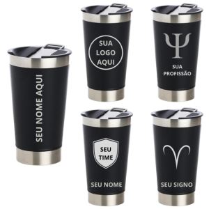 Copo Térmico com Abridor Personalizado Aluminio Arte de 7x10cm  DTF UV Rígido  