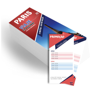 Panfleto de 9x20cm Impressão 4/4 Frente e Verso Couchê 80g 9x20cm 4x4 Sem verniz Corte Reto 