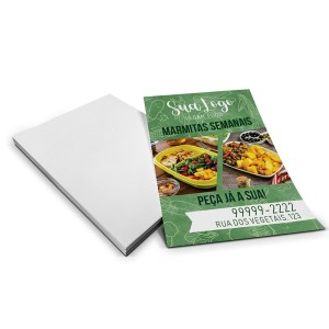 Panfleto de 10x14cm Impressão 4/0 Só Frente Couchê 90g 10x14cm 4x0 Sem verniz Corte Reto 