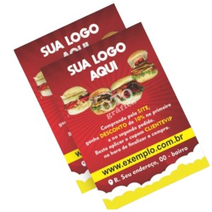 Panfleto de 10x14cm Impressão 4/4 Frente e Verso Couchê 90g 10x14cm 4x4 Sem verniz Corte Reto 