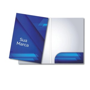 Pasta com Bolsa Personalizada Couchê 250gr  4/4 - Frente e Verso Colorido  Corte Reto 