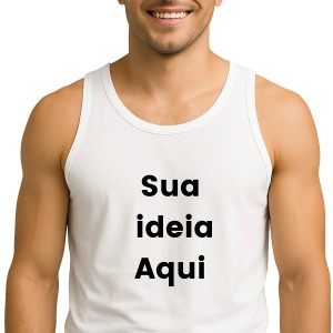 Regata Branca Adulto Personalizado (P ao GG) Poliester Arte tamanho A4  Sublimação  